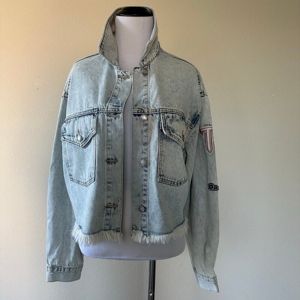 Hype & Vice Denim Jacket USC Trojans College Jacket Relaxed Style Size S